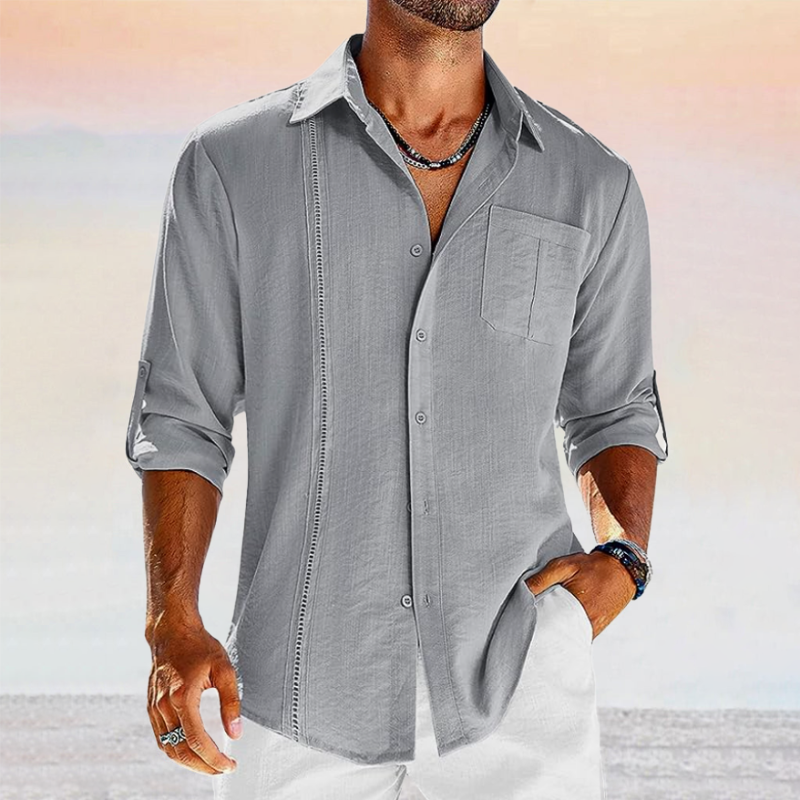 Da Uomo Camicia Cuciture Decorative Colletto Aperto Relax Moderna
