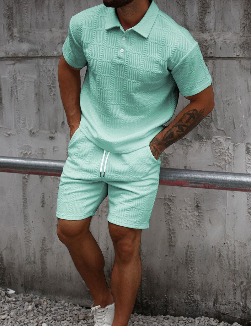 Da Uomo Set Outfit con Polo Testurizzata e Shorts