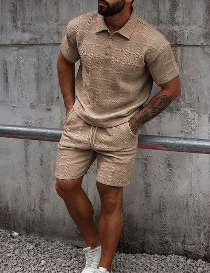 Da Uomo Set Outfit con Polo Testurizzata e Shorts