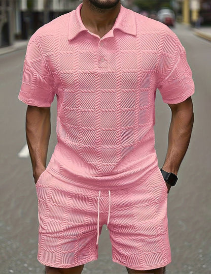 Da Uomo Set Outfit con Polo Testurizzata e Shorts