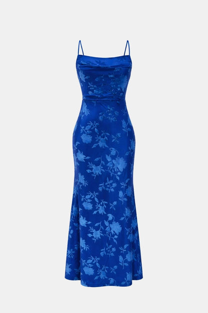 Da Donna Abito Maxi con Scollo Drappeggiato e Orlo a Coda di Pesce