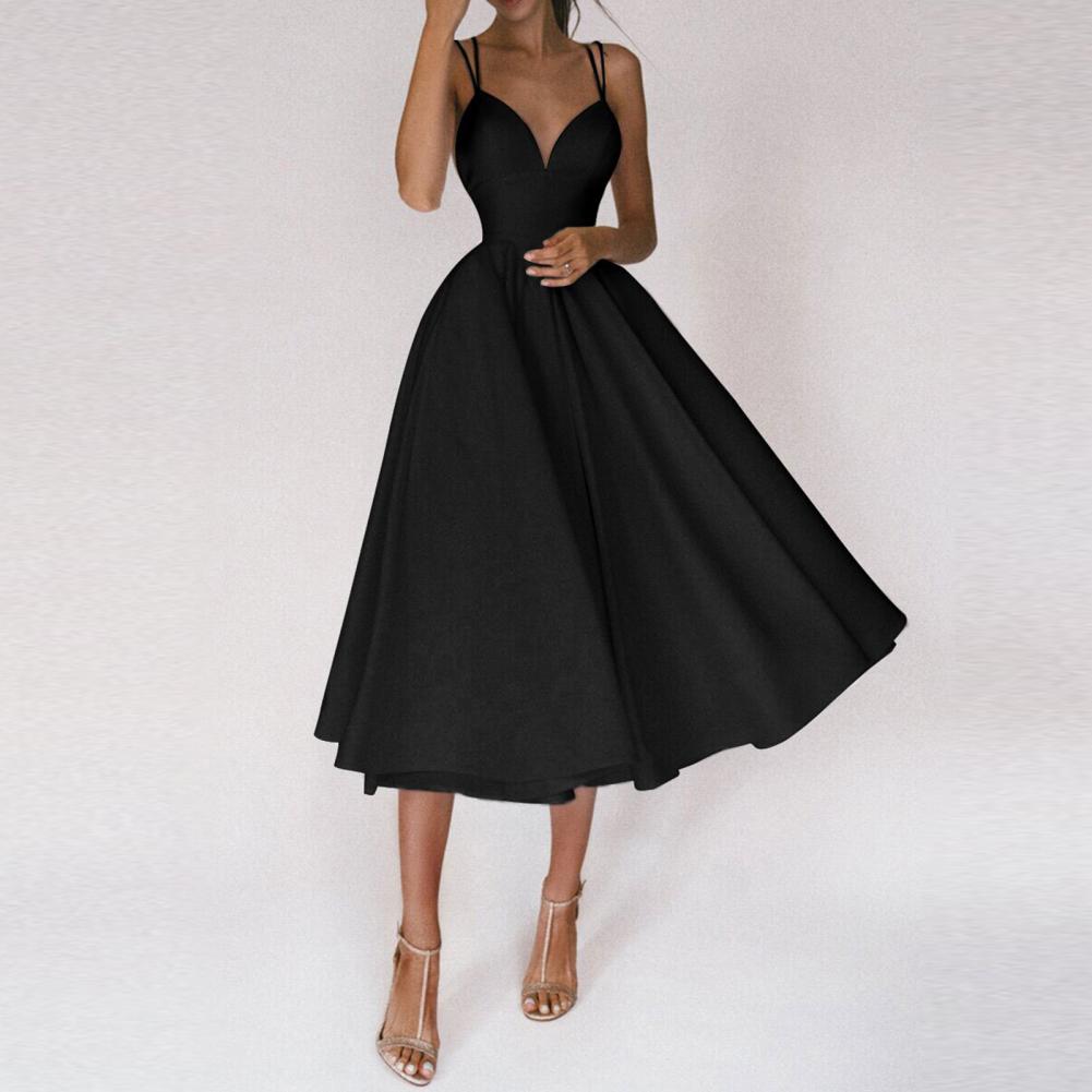 Da Donna Abito Midi Strutturato con Gonna Ampia Fluida