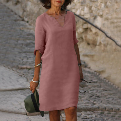 Donna Abito Midi Linea Morbida Stile Estivo Raffinato