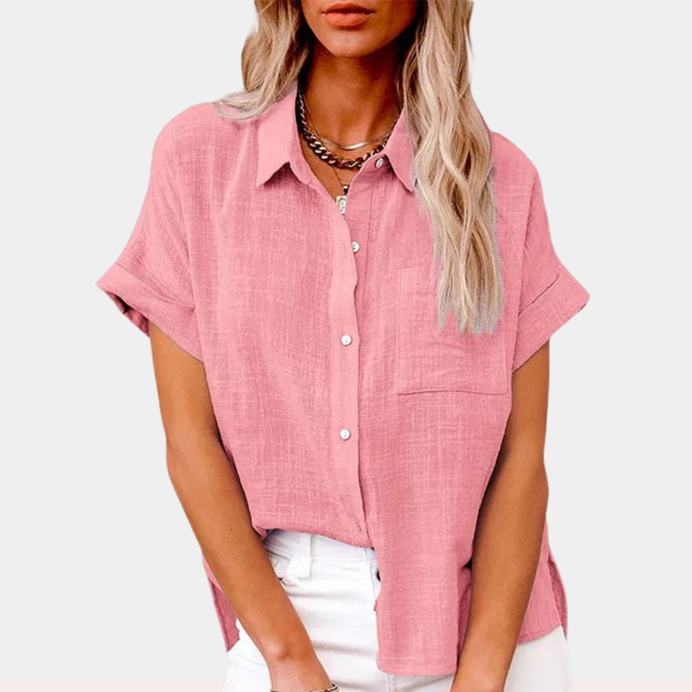 Da Donna Blusa Morbida con Chiusura Frontale Essenziale