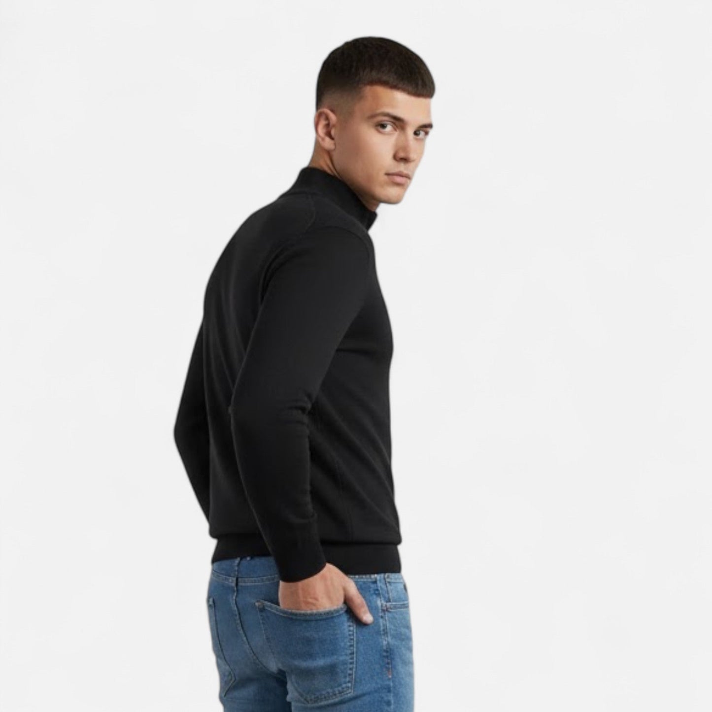 Da Uomo Maglia Heritage con Zip Collo Alto in Cashmere Blend