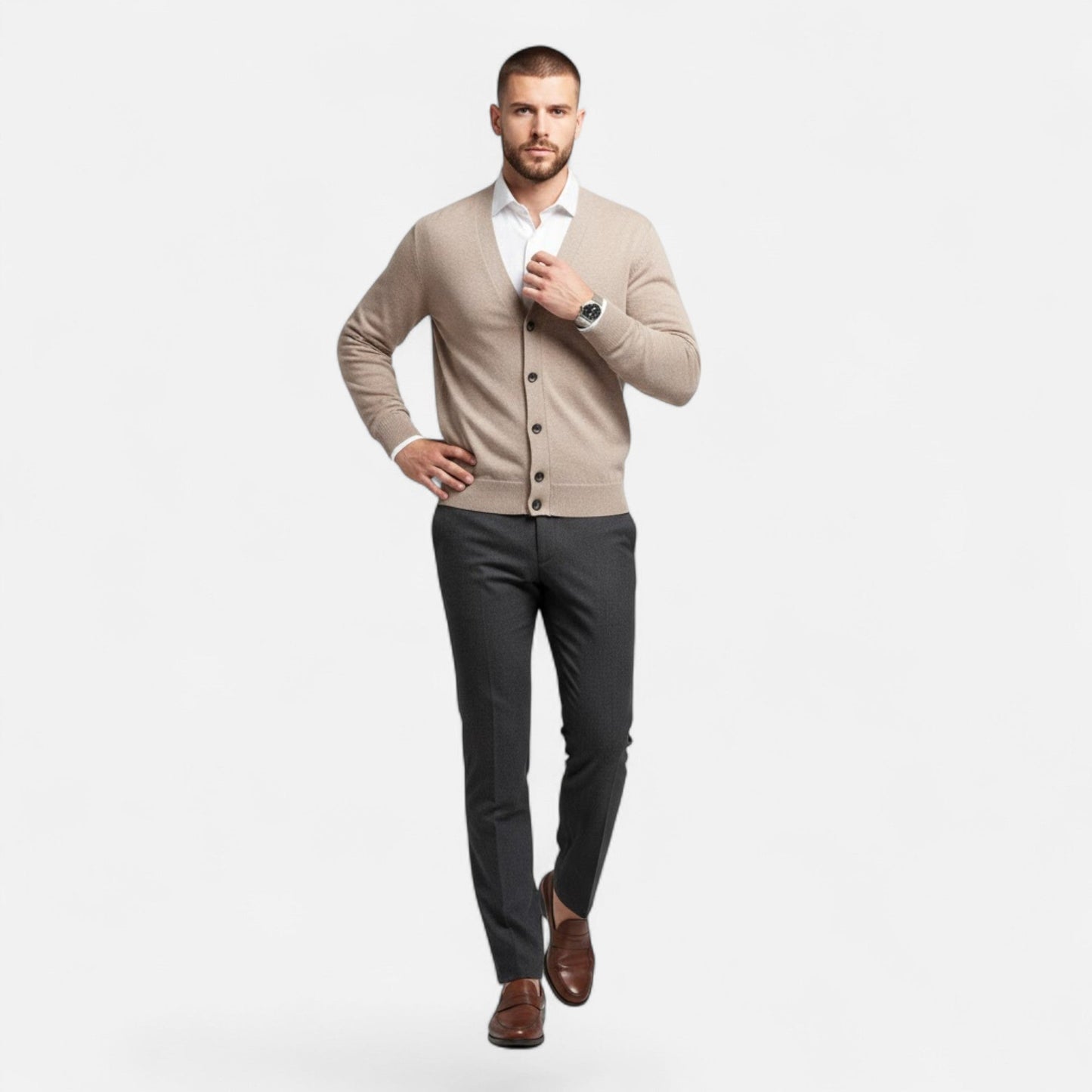 Da Uomo Cardigan Relax Scollo V Maglia Casual Moderna