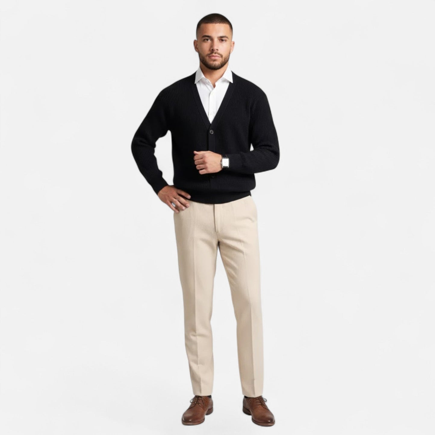Da Uomo Cardigan Relax Scollo V Maglia Casual Moderna