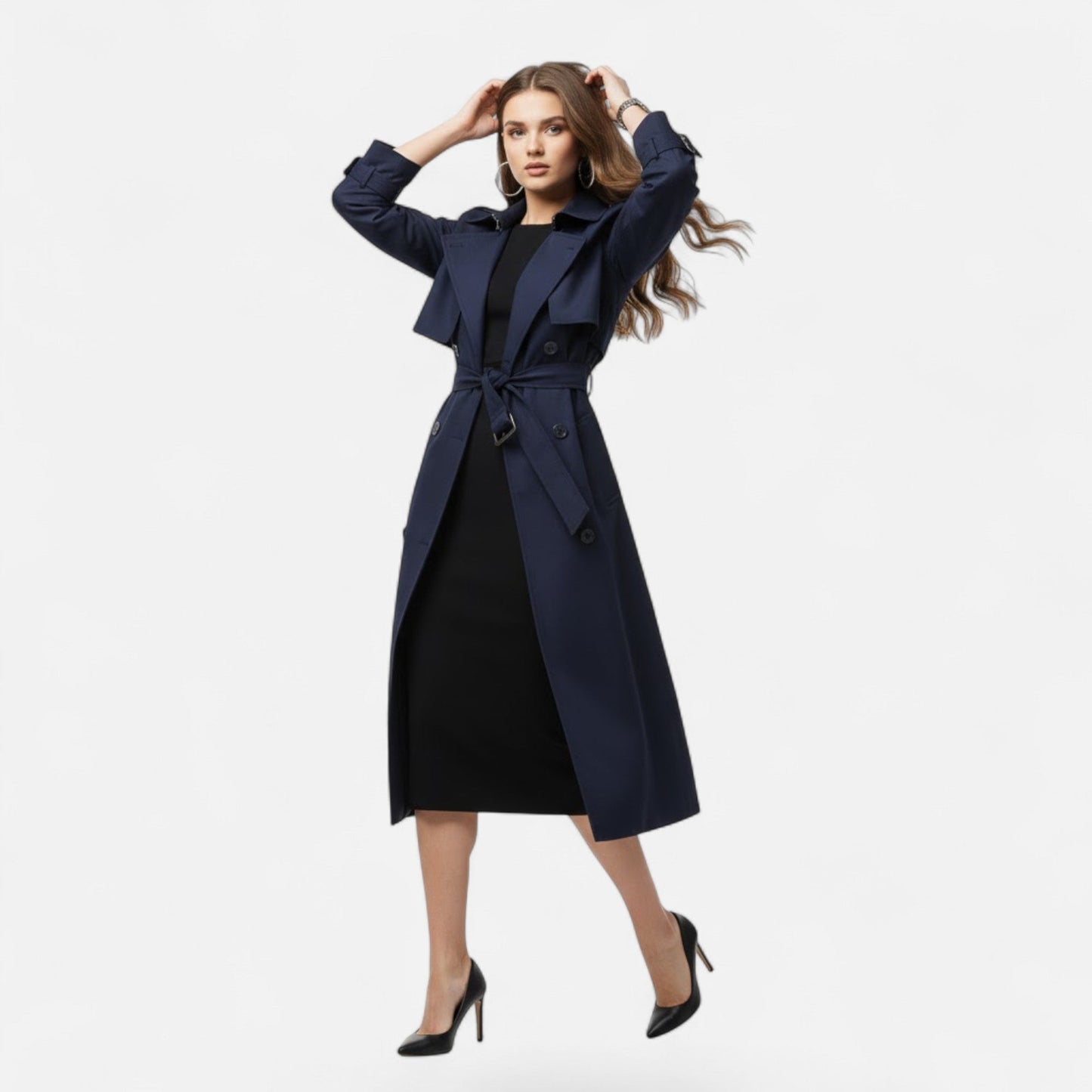 Da Donna Trench Midi Cintura Sartoriale Eleganza Casual Moderna