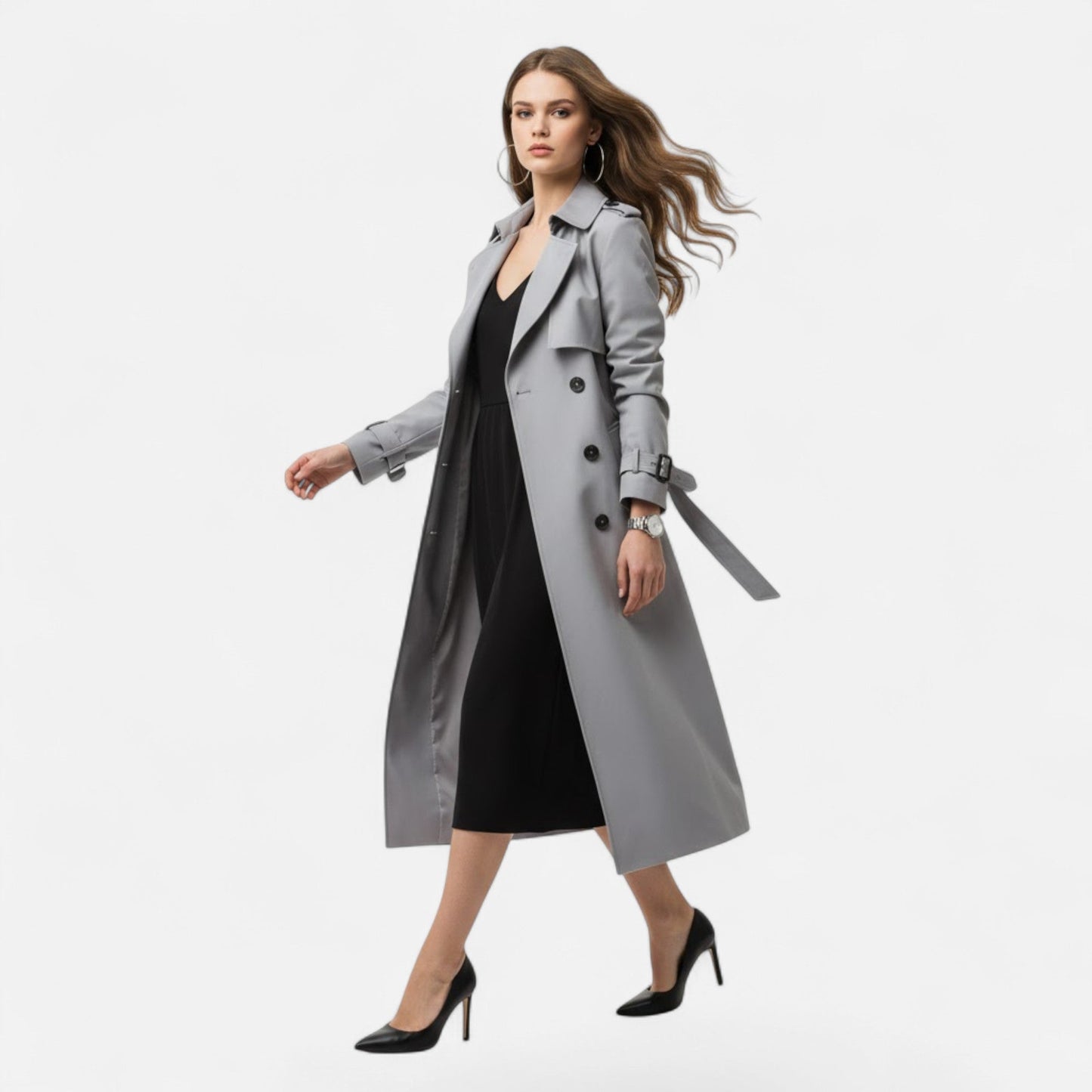 Da Donna Trench Midi Cintura Sartoriale Eleganza Casual Moderna