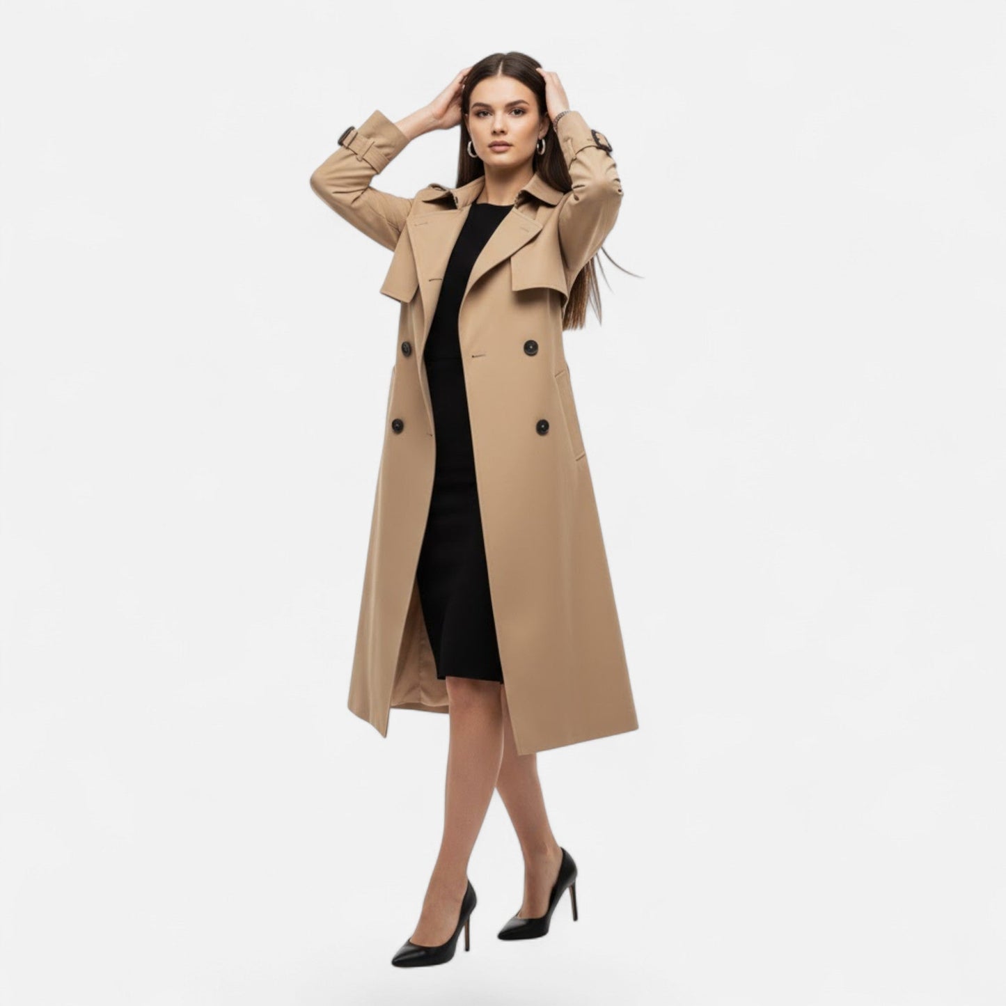 Da Donna Trench Midi Cintura Sartoriale Eleganza Casual Moderna
