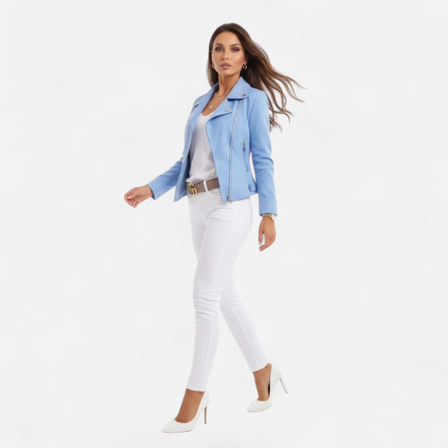Donna Giacca Corta Revers Strutturati Zip Stile Moderno