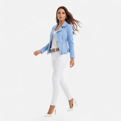Donna Giacca Corta Revers Strutturati Zip Stile Moderno