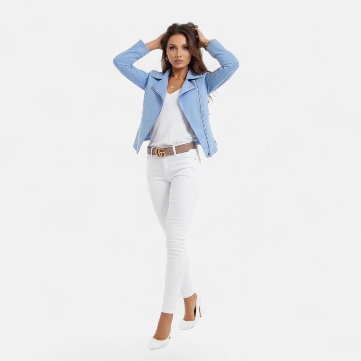 Donna Giacca Corta Revers Strutturati Zip Stile Moderno