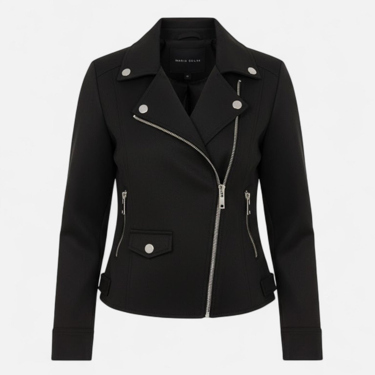 Donna Giacca Corta Revers Strutturati Zip Stile Moderno