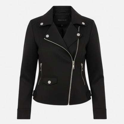Donna Giacca Corta Revers Strutturati Zip Stile Moderno