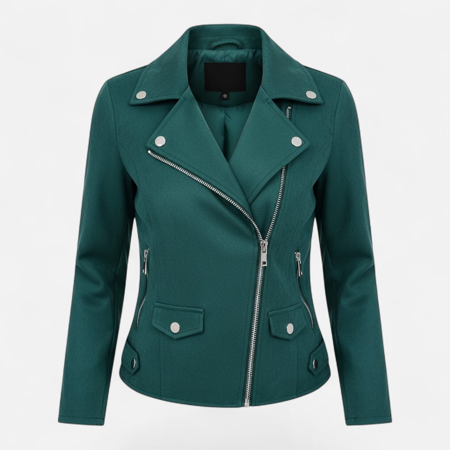 Donna Giacca Corta Revers Strutturati Zip Stile Moderno
