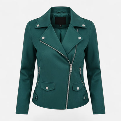Donna Giacca Corta Revers Strutturati Zip Stile Moderno