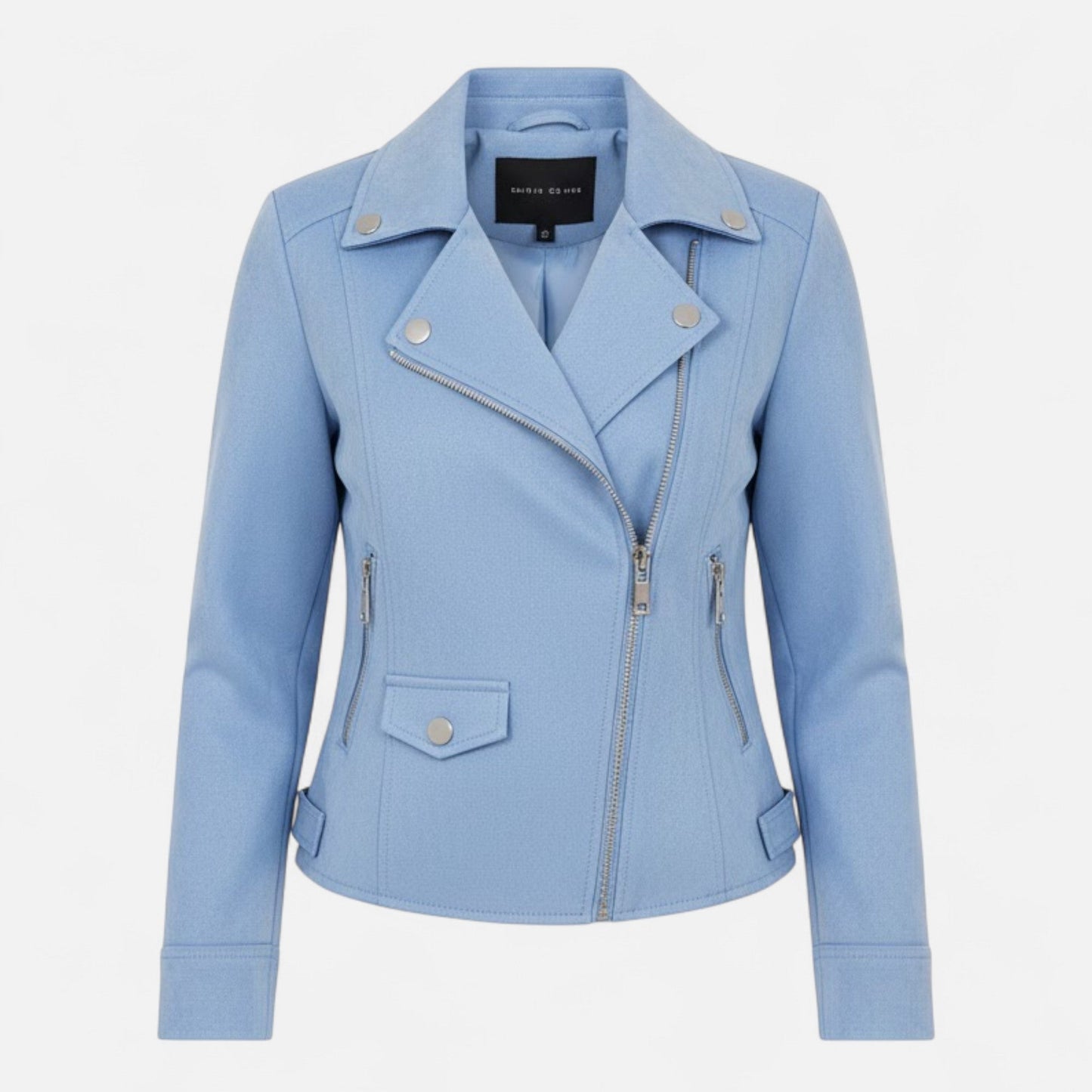 Donna Giacca Corta Revers Strutturati Zip Stile Moderno