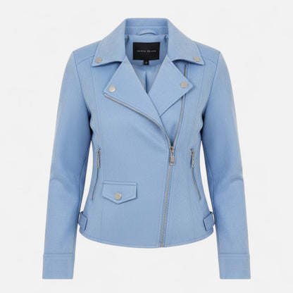 Donna Giacca Corta Revers Strutturati Zip Stile Moderno