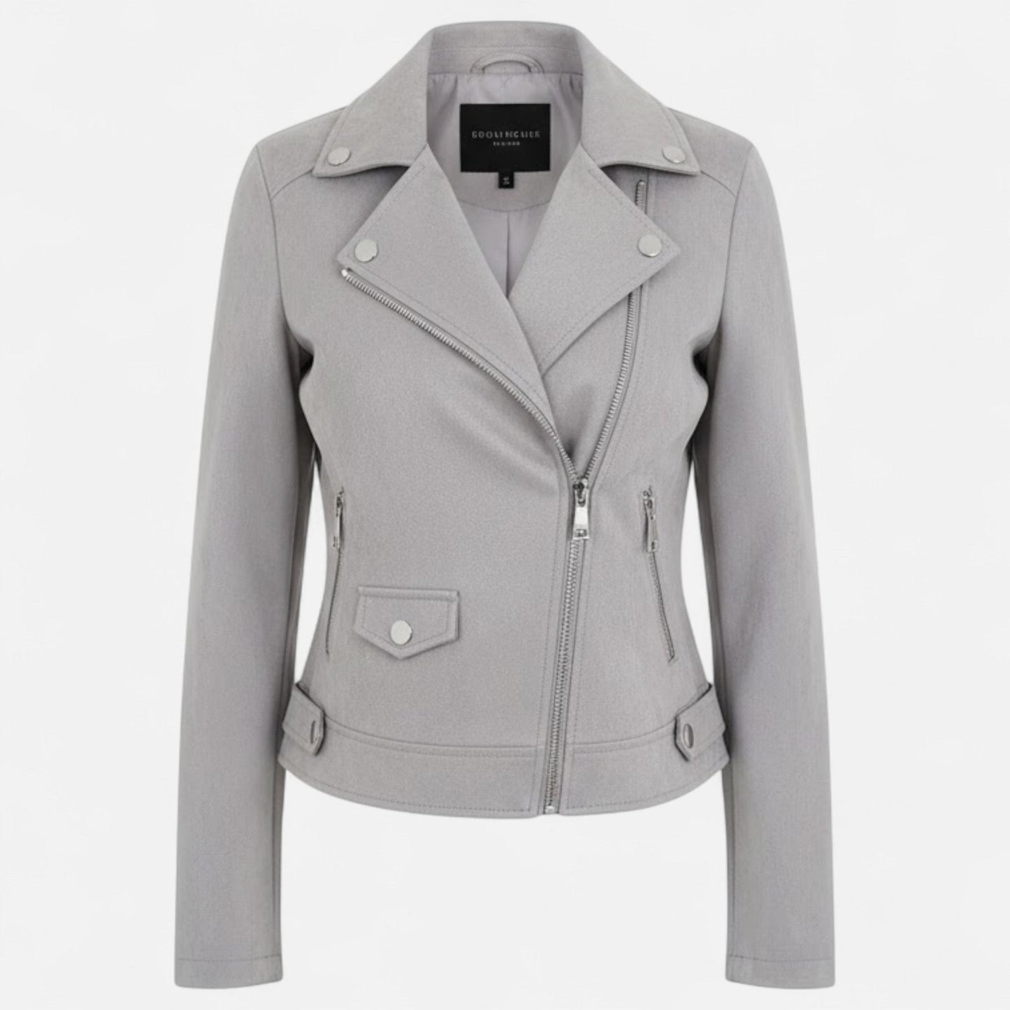 Donna Giacca Corta Revers Strutturati Zip Stile Moderno
