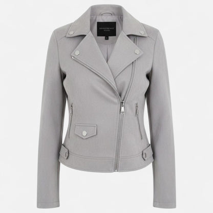 Donna Giacca Corta Revers Strutturati Zip Stile Moderno