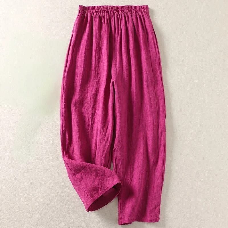 Da Donna Pantaloni Palazzo Relax a Gamba Larga con Vita Elasticizzata