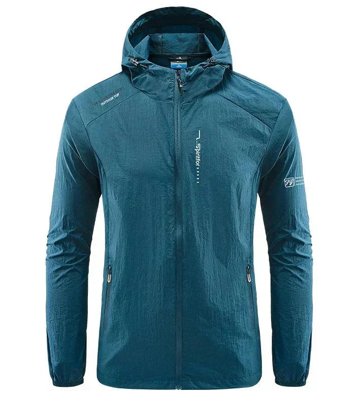 Da Uomo Giacca Estiva Ultra Leggera con Cappuccio Antivento e Protezione Solare