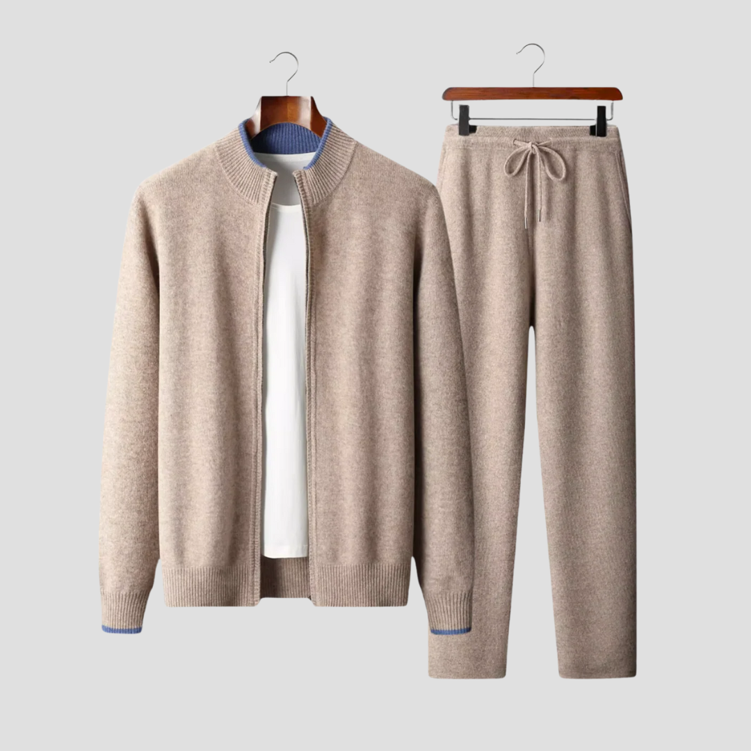 Da Uomo Set Lounge in Maglia con Giacca Zip e Joggers
