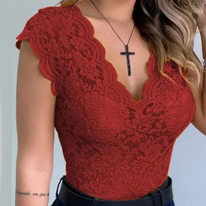 Da Donna Body Pizzo Scollo Profondo Slim Eleganza Chic