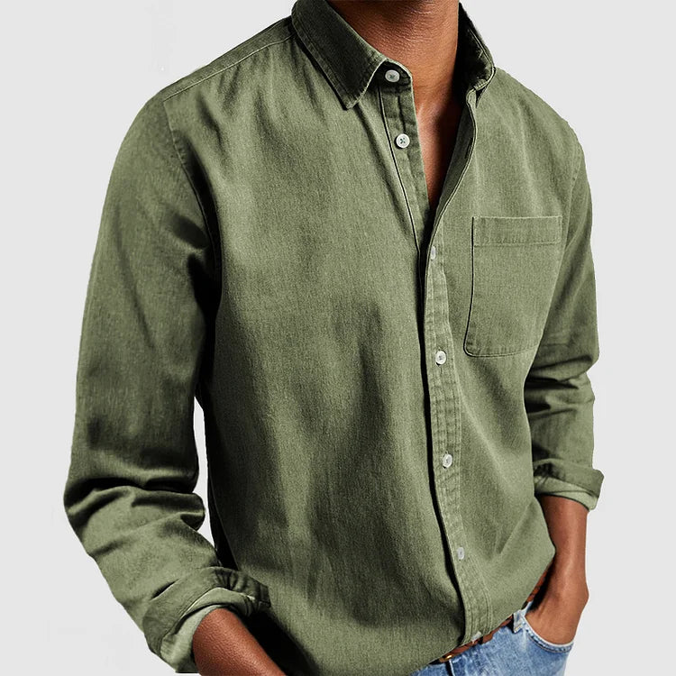 Da Uomo Camicia Bottoni Taschino Frontale Relax Moderna