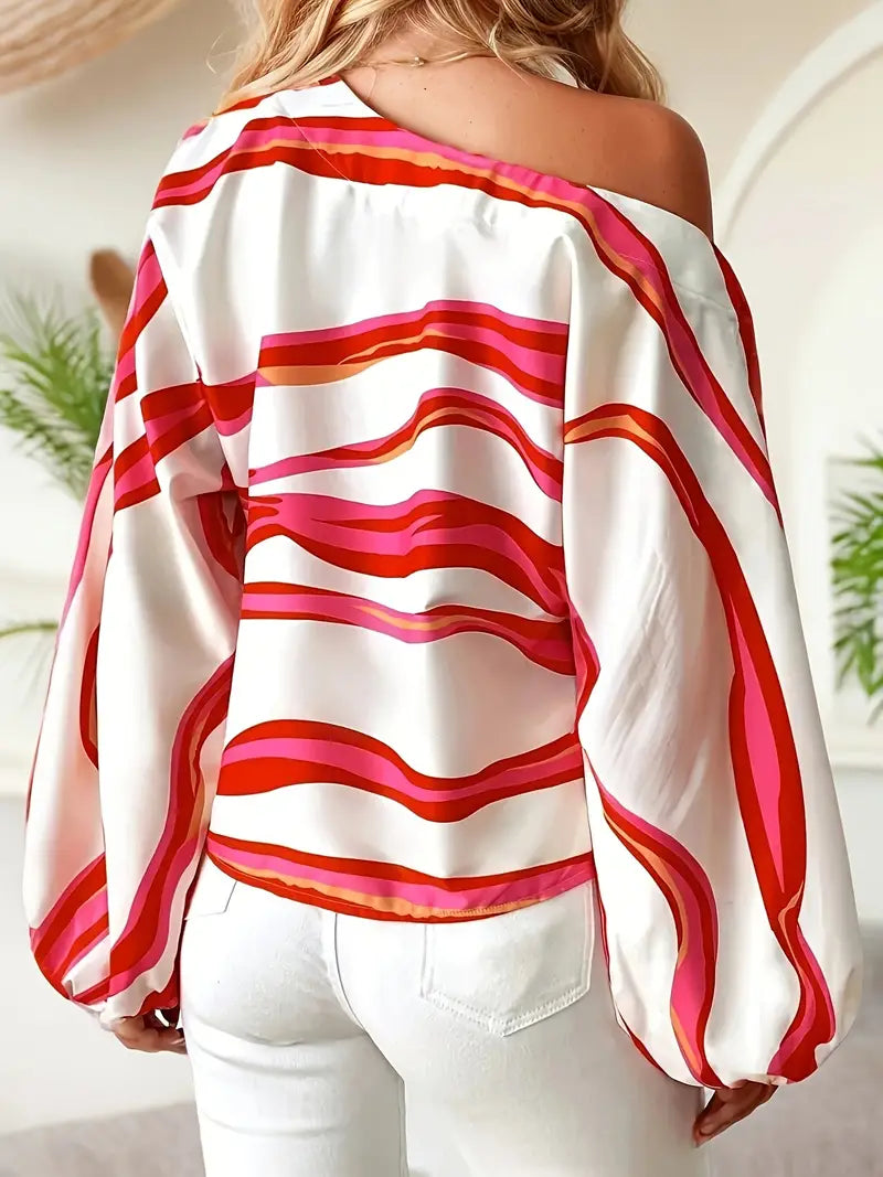 Da Donna Blusa Monospalla Satinata Maniche Volume Fashion