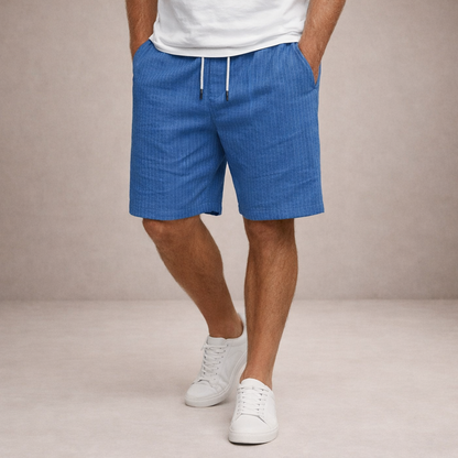 Da Uomo Bermuda Lino Coulisse Vestibilità Relax Moderna