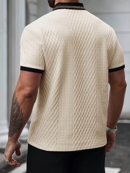 Da Uomo Polo Testurizzata Slim Fit Eleganza Smart Casual Estiva