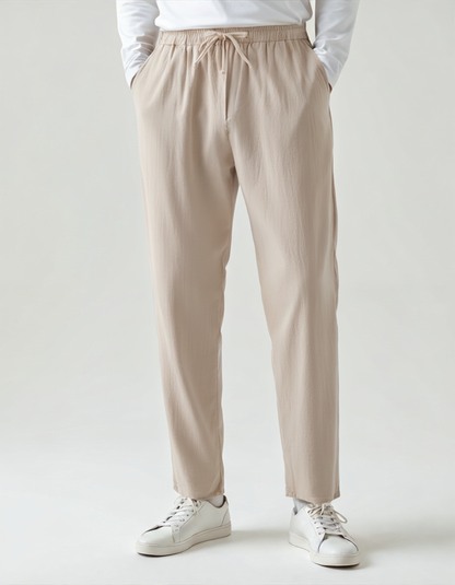 Da Uomo Pantaloni Relax con Coulisse e Gamba Dritta Morbida