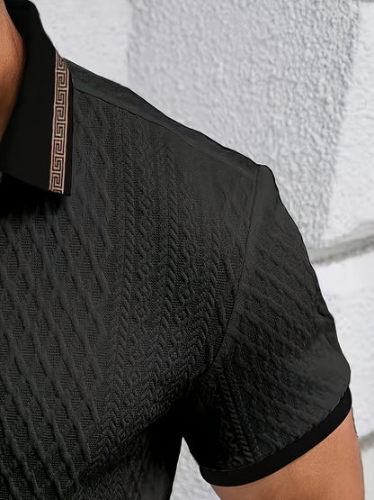 Da Uomo Polo Testurizzata Slim Fit Eleganza Smart Casual Estiva