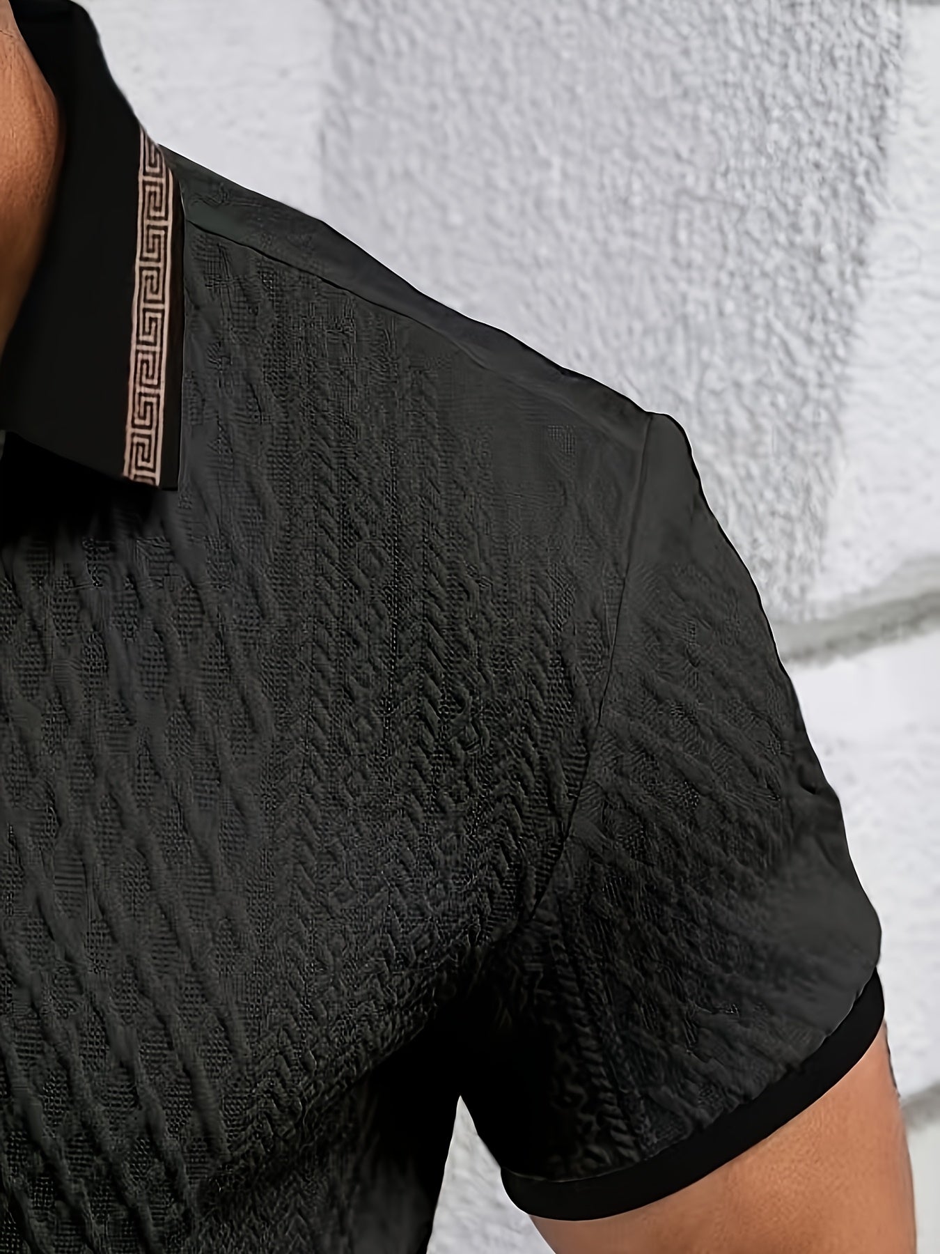 Da Uomo Polo Testurizzata Slim Fit Manica Corta Eleganza Smart Casual Estiva