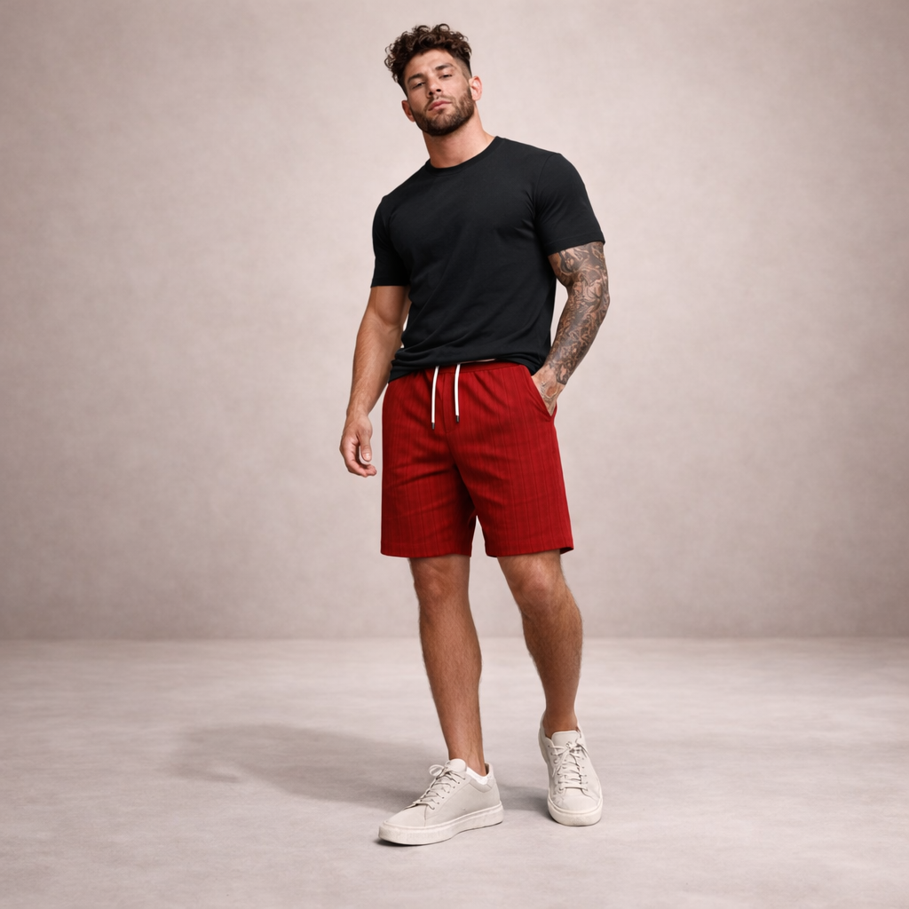 Da Uomo Bermuda Lino Coulisse Vestibilità Relax Moderna