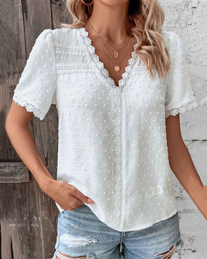 Da Donna Blusa Texture Ricamata Relax Fit Eleganza Daily