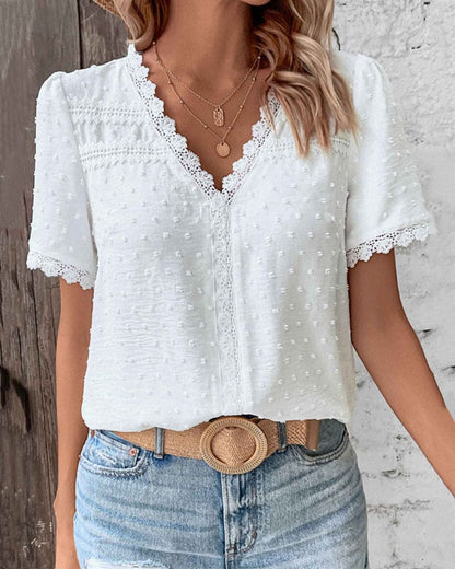Da Donna Blusa Texture Ricamata Relax Fit Eleganza Daily
