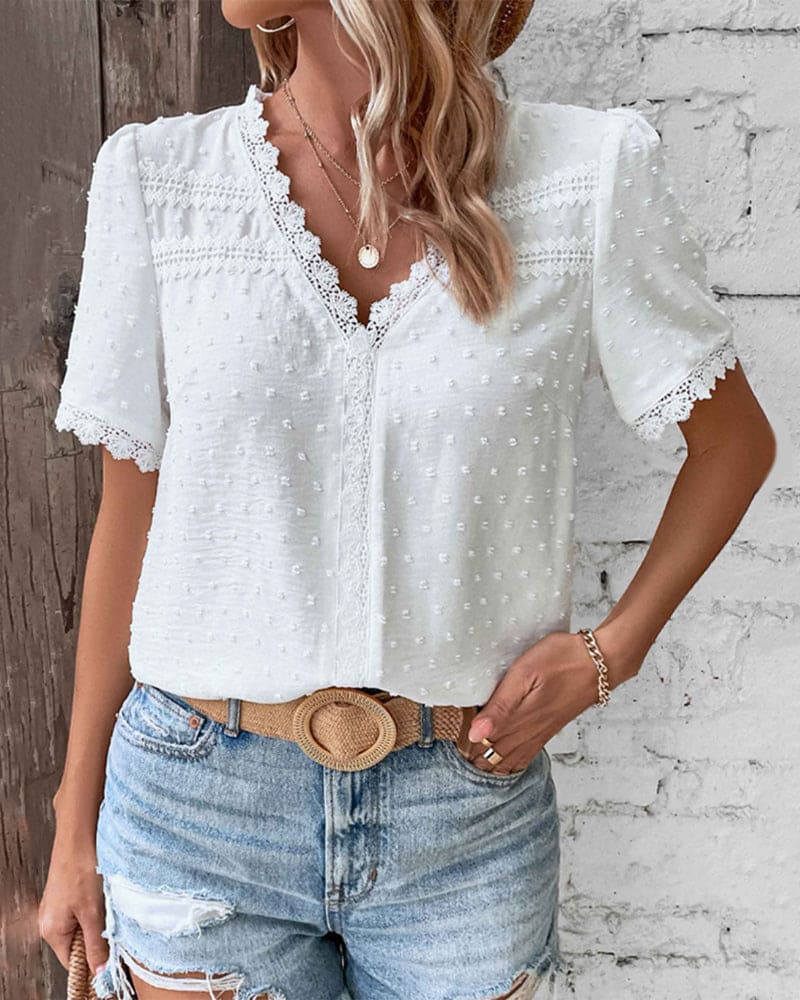 Da Donna Blusa Texture Ricamata Relax Fit Eleganza Daily