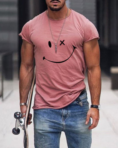 Da Uomo T-Shirt in Cotone Smile Print Casual Comfort Quotidiano
