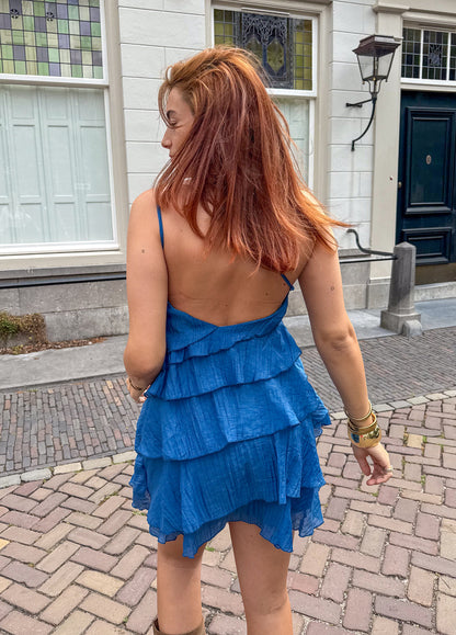 Da Donna Abito Mini Balze Asimmetrico Vestibilità Morbida Moderna