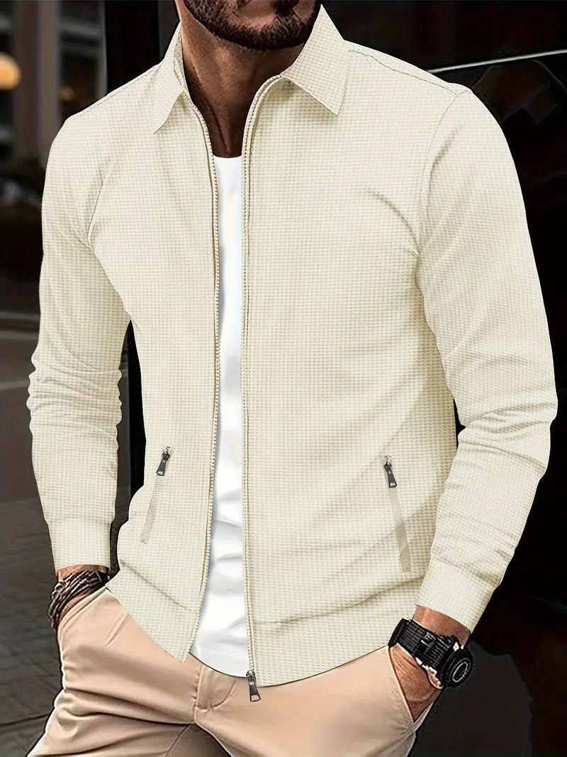 Da Uomo Giacca Zip Front Texture Strutturata Slim Moderna