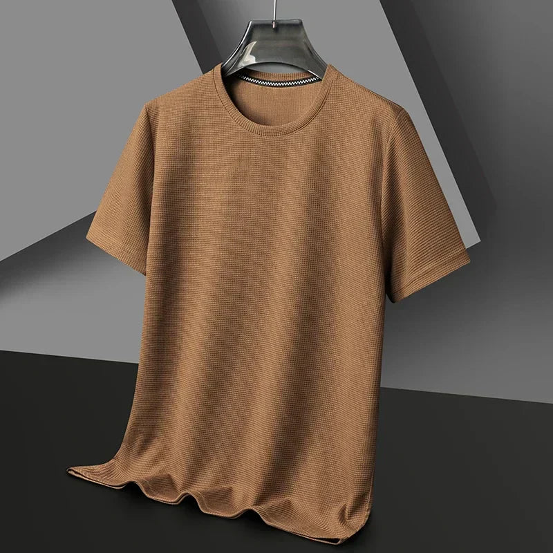 Da Uomo T-Shirt Texture Girocollo Maniche Corte Relax Moderna