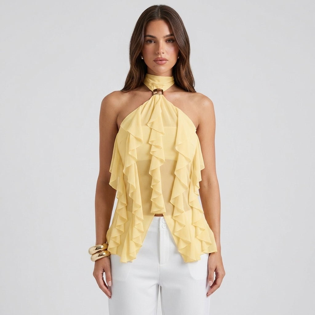 Da Donna Top Halter Chiffon Balze Eleganza Evening