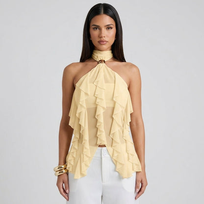 Da Donna Top Halter Chiffon Balze Eleganza Evening