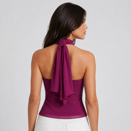 Da Donna Top Halter Chiffon Balze Eleganza Evening