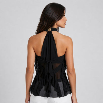 Da Donna Top Halter Chiffon Balze Eleganza Evening