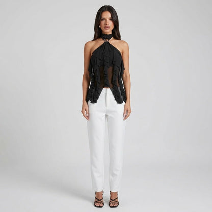 Da Donna Top Halter Chiffon Balze Eleganza Evening