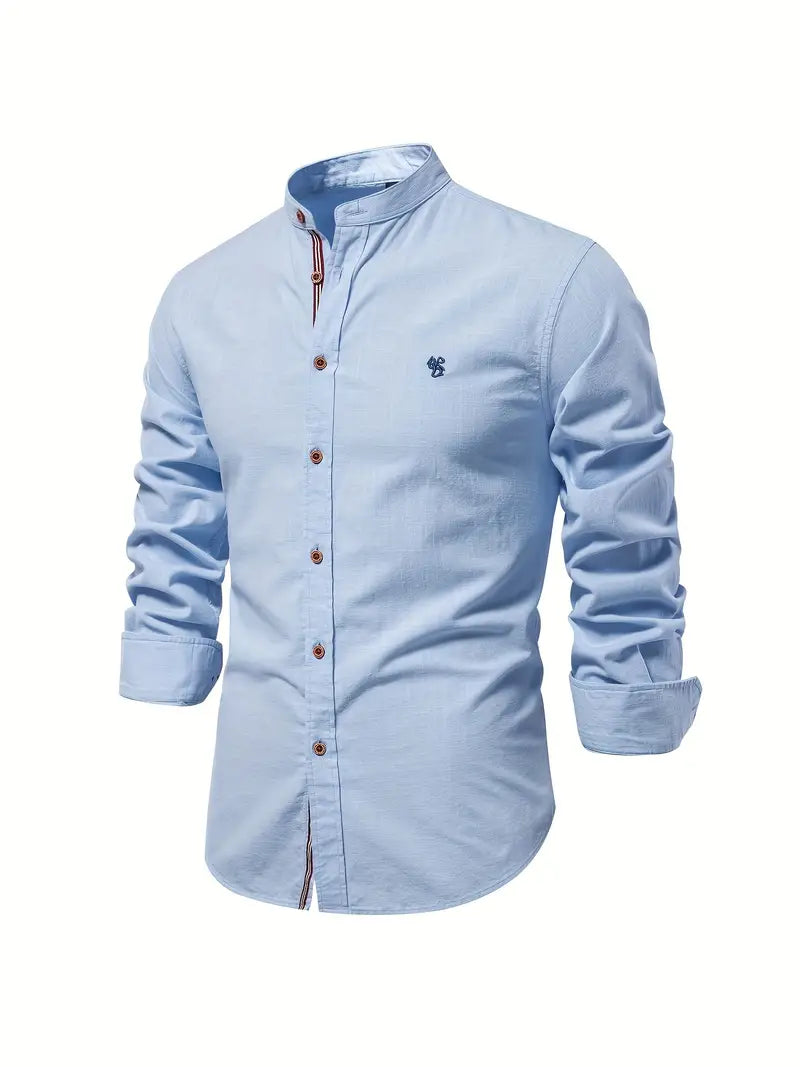Da Uomo Camicia Collo Coreano Slim Fit Casual Moderna